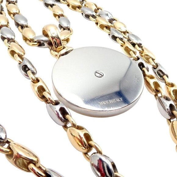 Authentic! Bulgari Bvlgari 18k Yellow Gold Steel Diamond Zodiac Pendant Necklace - Picture 5 of 16